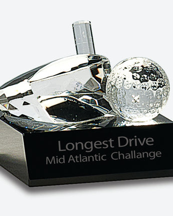 3" Crystal Golf Ball & Club Award