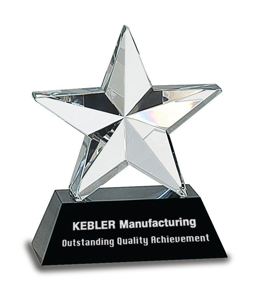 6" Crystal 3D Star on Black Base Award