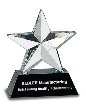 6" Crystal 3D Star on Black Base Award
