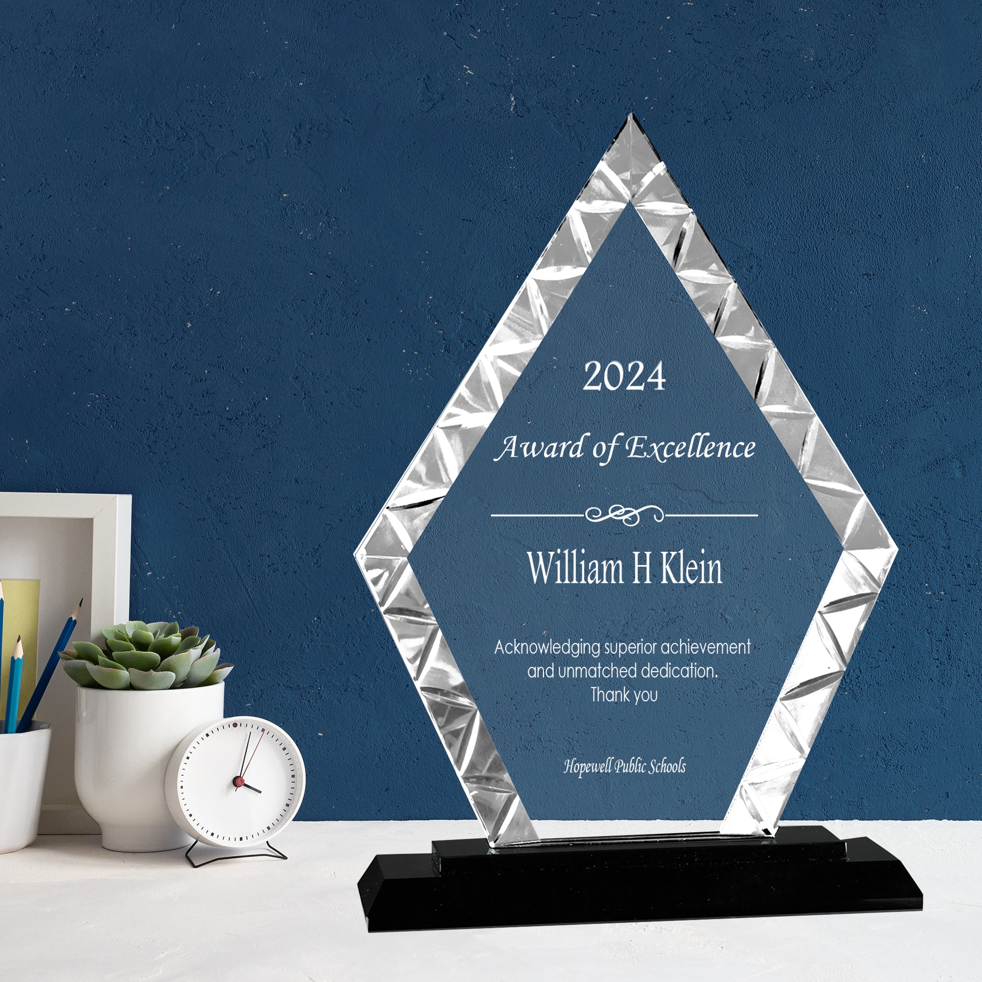 9" Diamond Accent Glass on Black Base Award