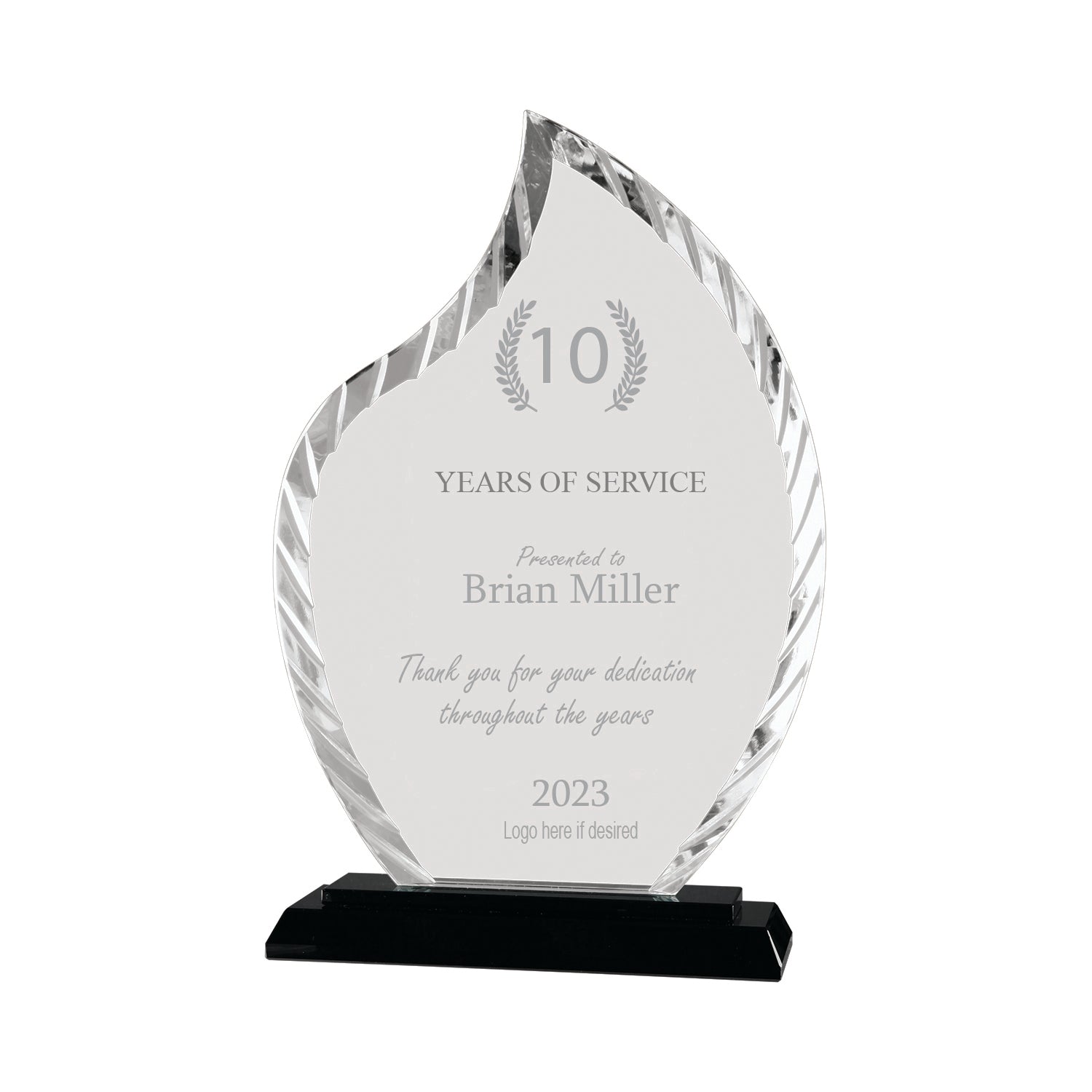 9 1/2" Flame Accent Glass on Black Base Award