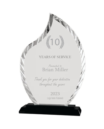 9 1/2" Flame Accent Glass on Black Base Award