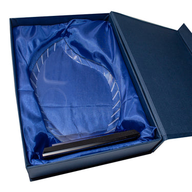 9 1/2" Flame Accent Glass on Blue and Black Base Award
