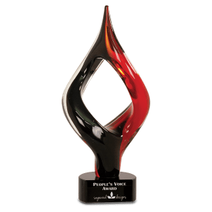 13" Red and Black Twist Art Glass Award