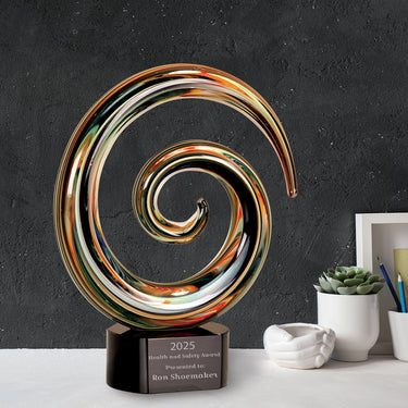 9" Swirl Art Glass Award