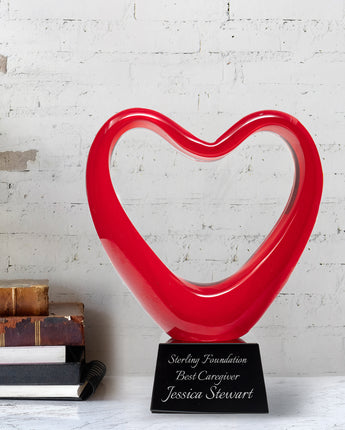 6 1/2" Red Glass Heart Award