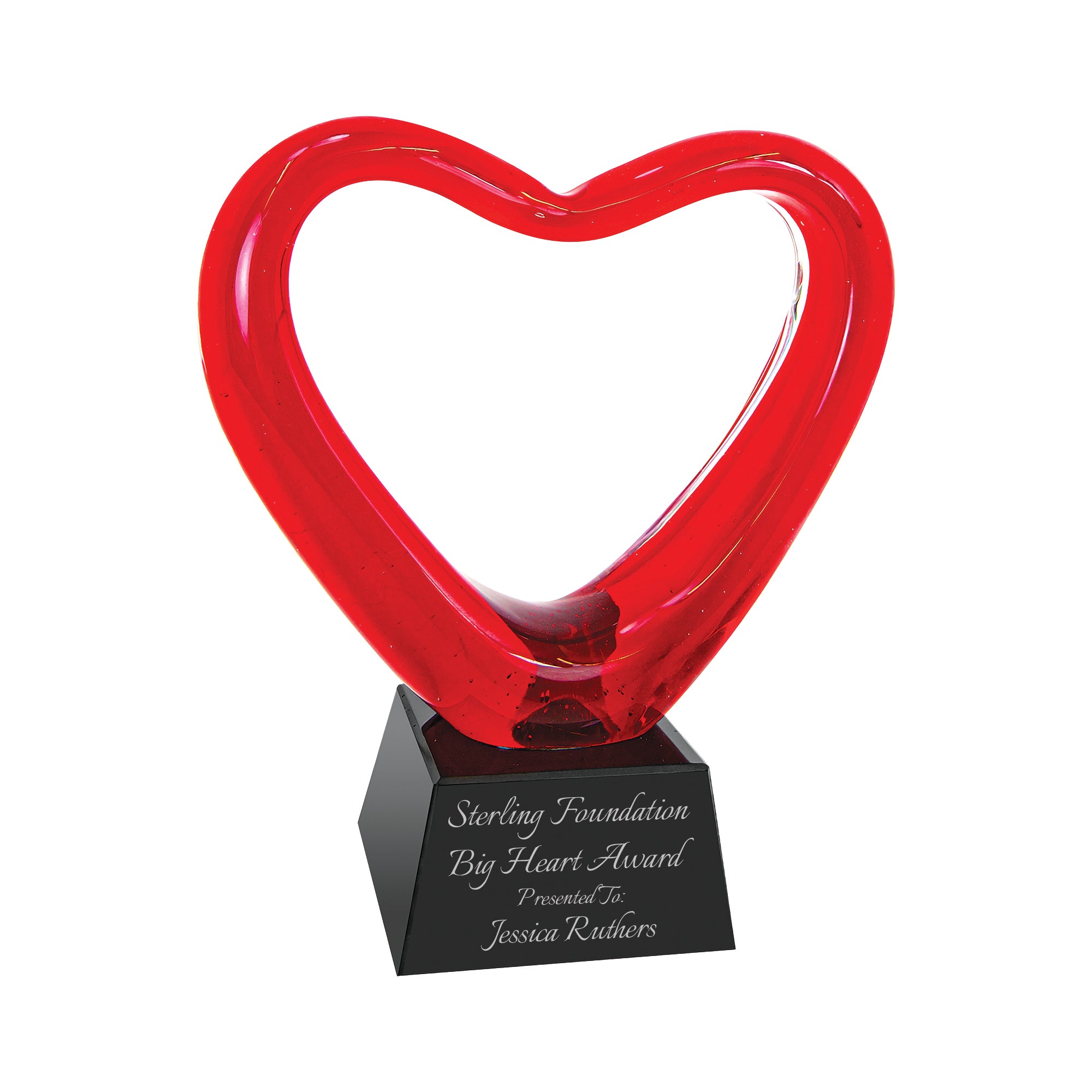 6 1/2" Red Glass Heart Award