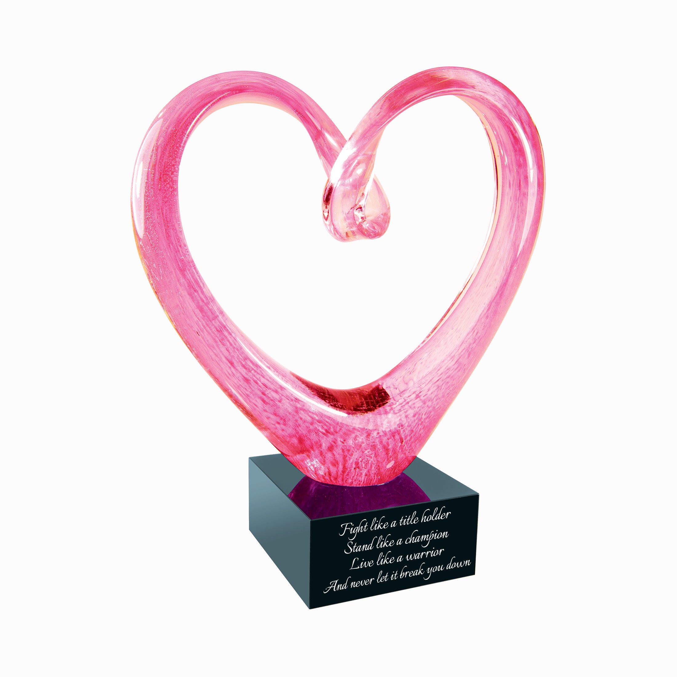 9" Pink Glass Heart Award