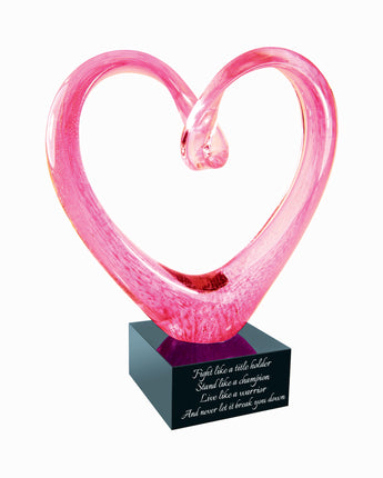 9" Pink Glass Heart Award