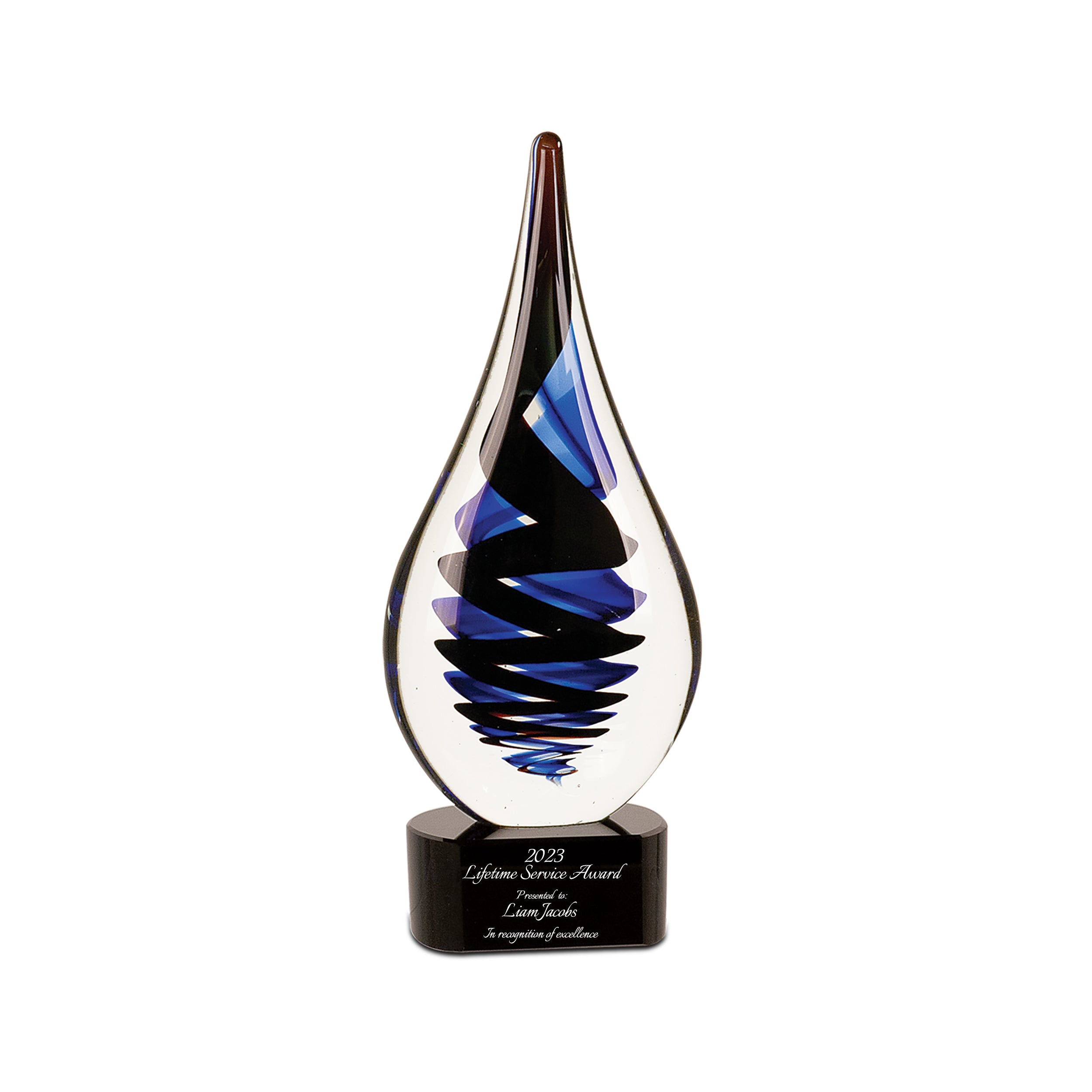 11 1/4" Black Twist Raindrop Art Glass Award