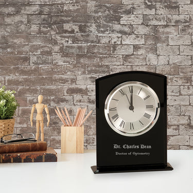 6 1/4" Black Glass Arch Clock