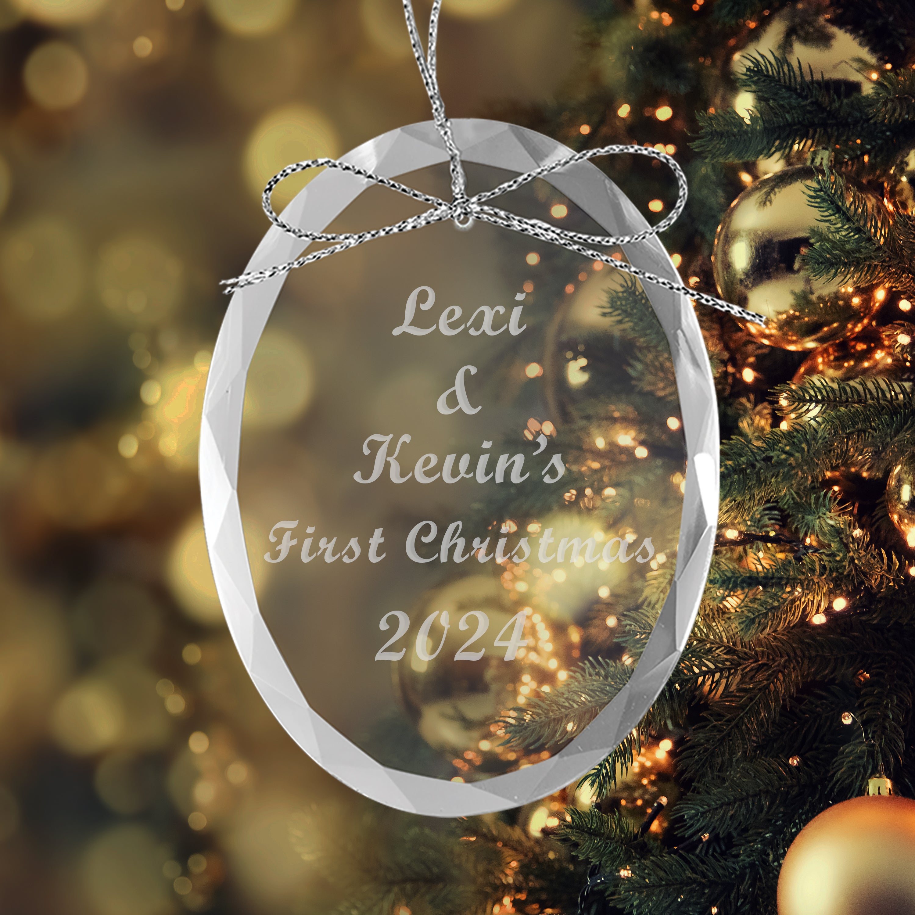 3" Crystal Oval Ornament