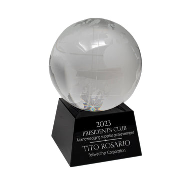 5" Crystal Globe on Black Base Award