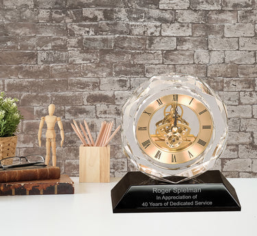5" Clear Crystal Clock on Black Base Award