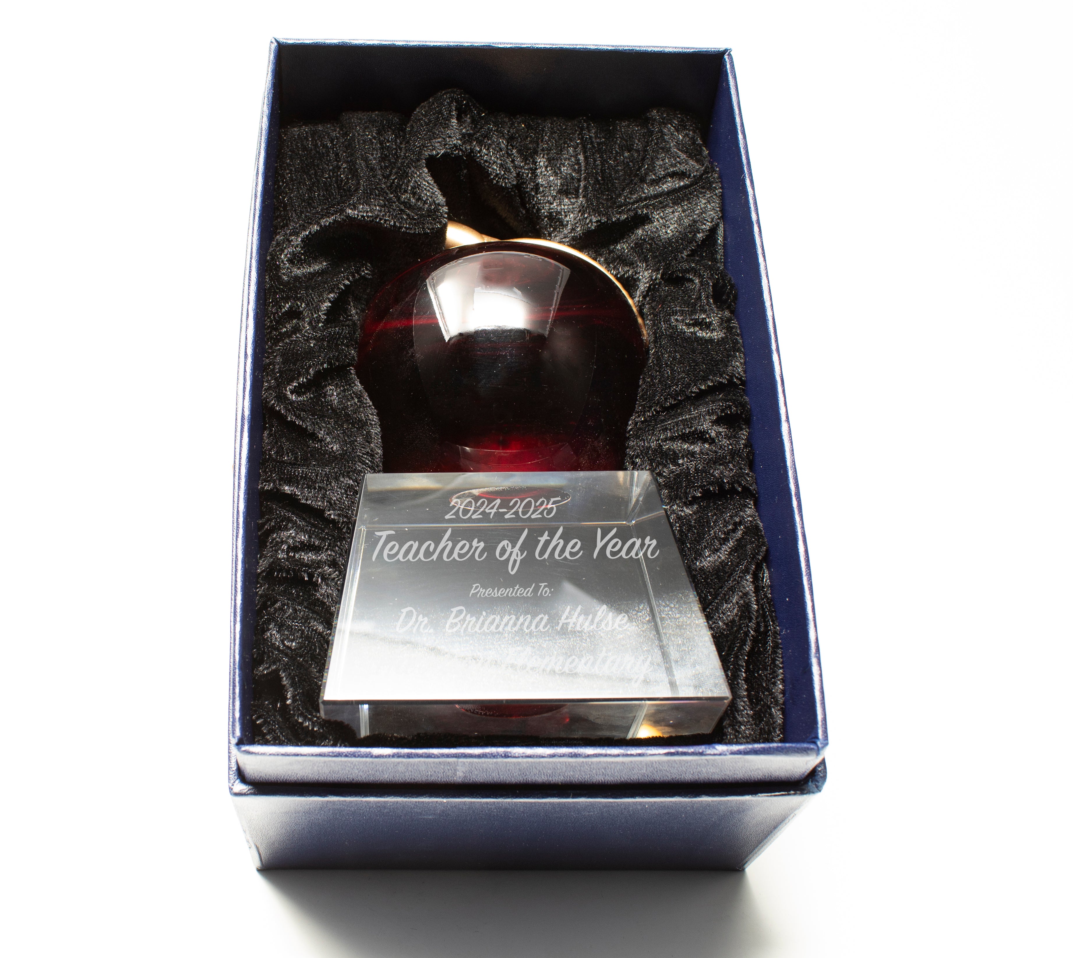 6" Red Crystal Apple on Clear Base Award