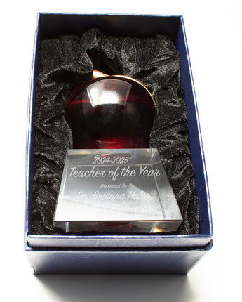 6" Red Crystal Apple on Clear Base Award