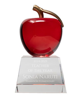 6" Red Crystal Apple on Clear Base Award