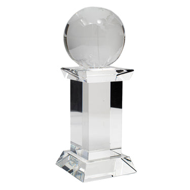 8" Crystal Globe on Clear Tower Award