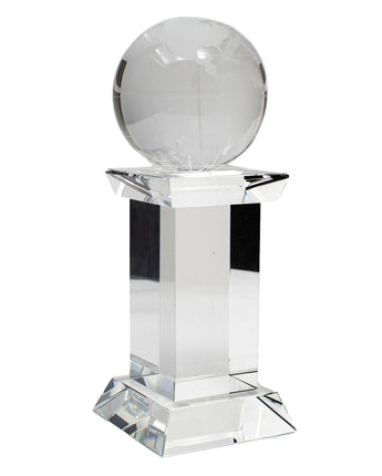 8" Crystal Globe on Clear Tower Award