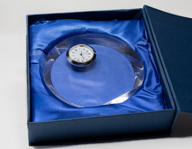 4.5" Round Crystal Clock Award