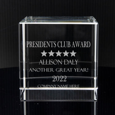 3" Flat Crystal Cube Award