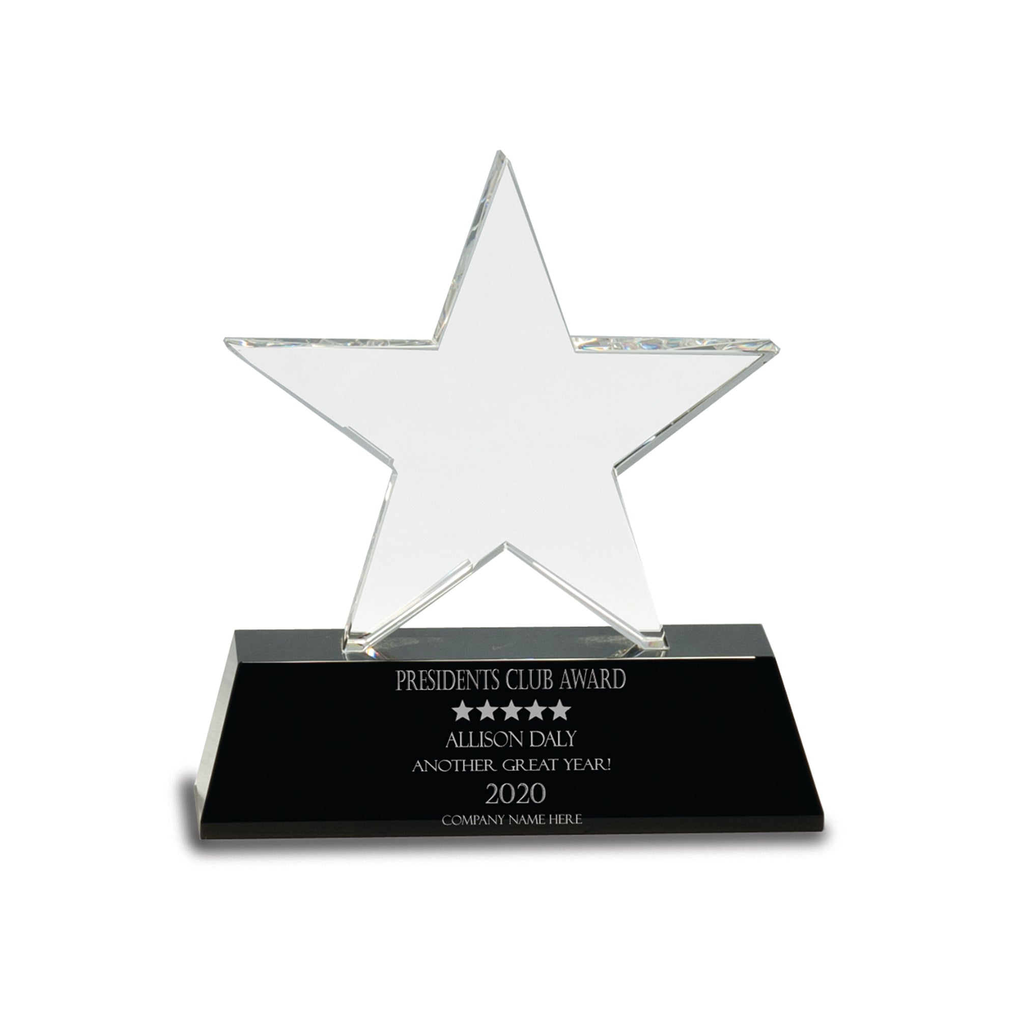 6" Clear Crystal Star on Black Base Award