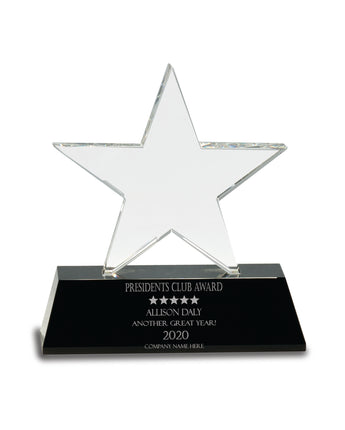 6" Clear Crystal Star on Black Base Award