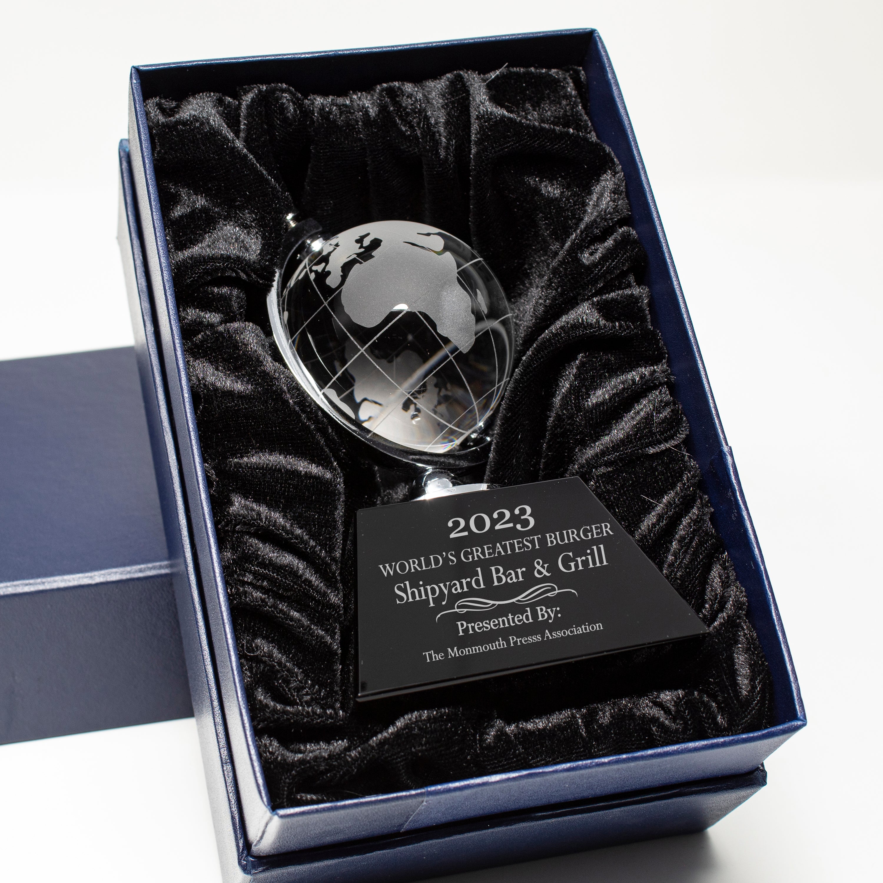 6" Crystal Spinning Globe on Black Base Award