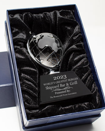 6" Crystal Spinning Globe on Black Base Award