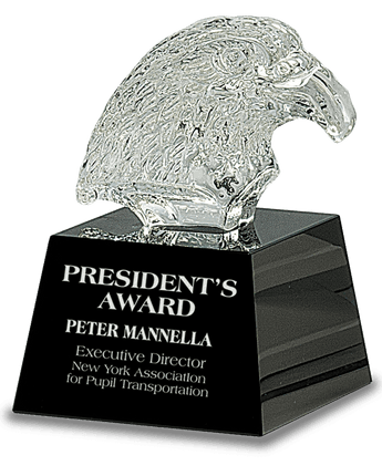 5" Clear Crystal Eagle Head Award