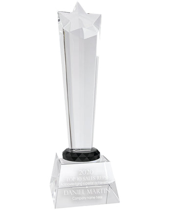 10" Crystal Rising Star with Clear Base Award