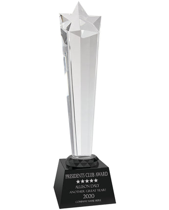 11 3/4" Crystal Rising Star with Black Base Award