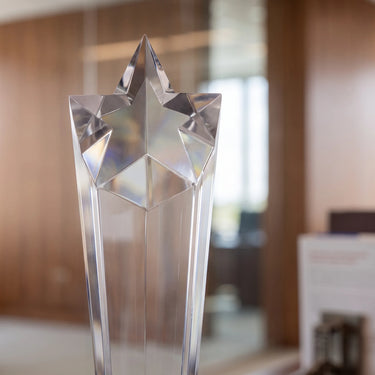 11 3/4" Crystal Rising Star with Black Base Award