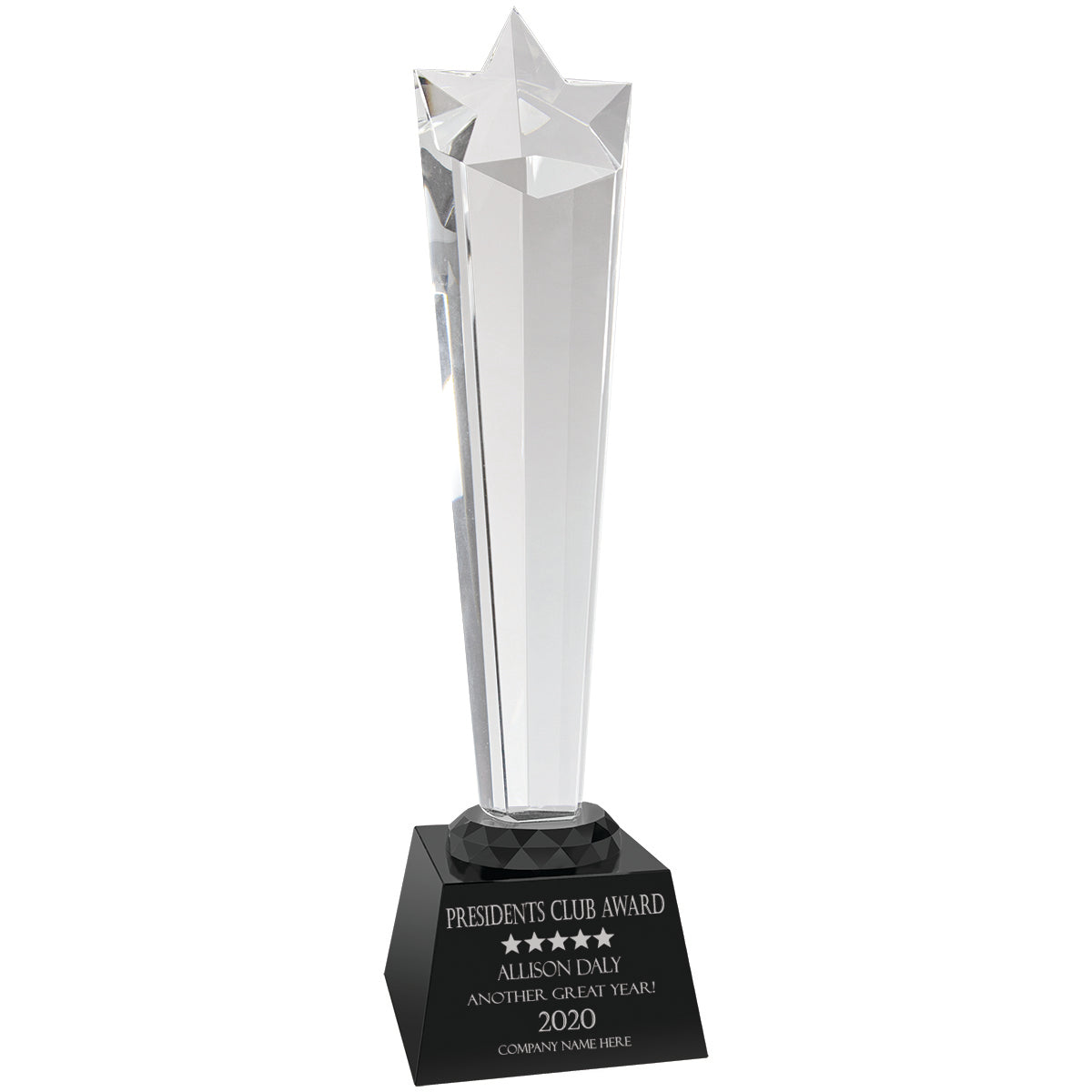 10" Crystal Rising Star on Black Base Award