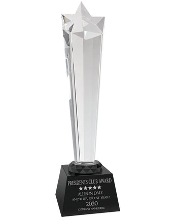 10" Crystal Rising Star on Black Base Award