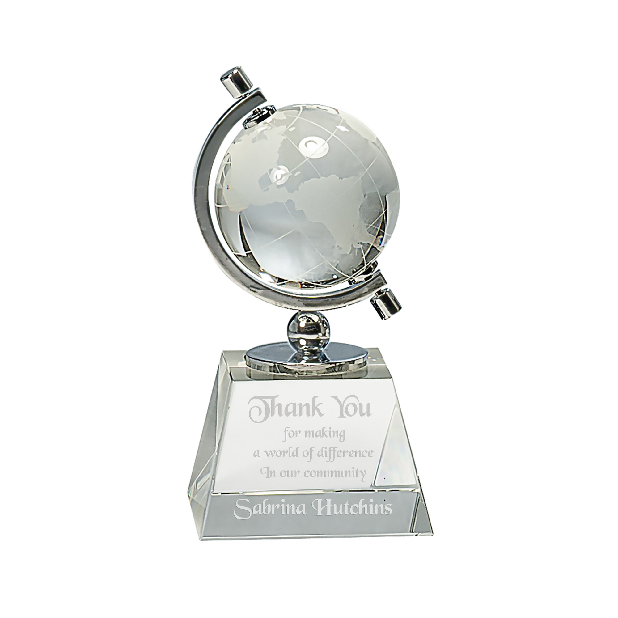 6" Crystal Spinning Globe on Clear Base Award