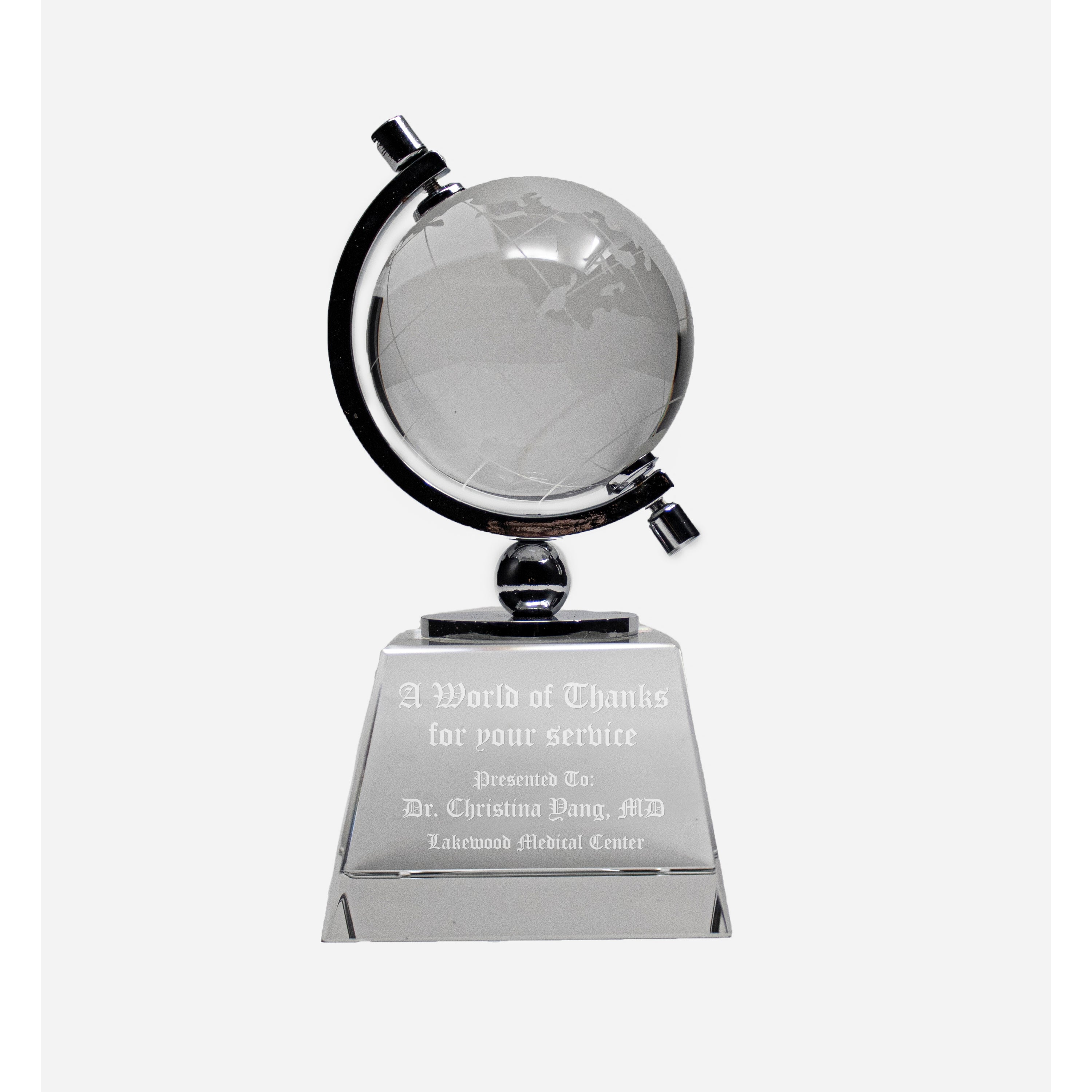 6" Crystal Spinning Globe on Clear Base Award