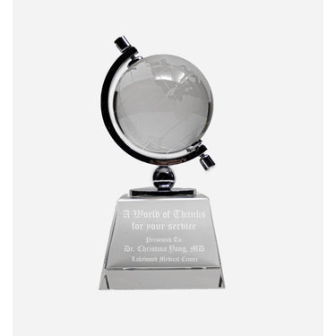 6" Crystal Spinning Globe on Clear Base Award
