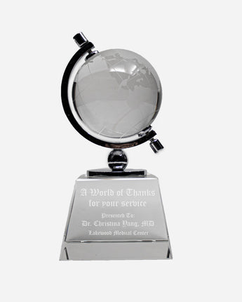 6" Crystal Spinning Globe on Clear Base Award