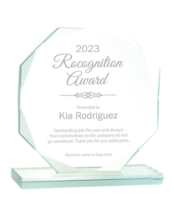 7 1/2" Jade Glass Octagon Award