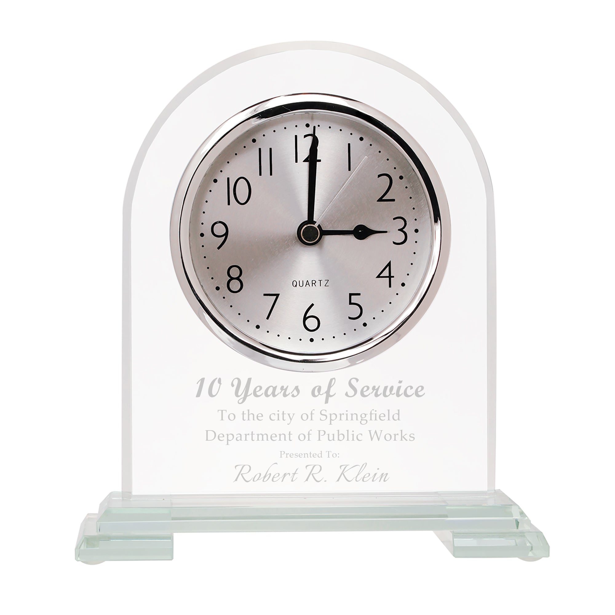 6 1/2" Arch Jade Glass Clock