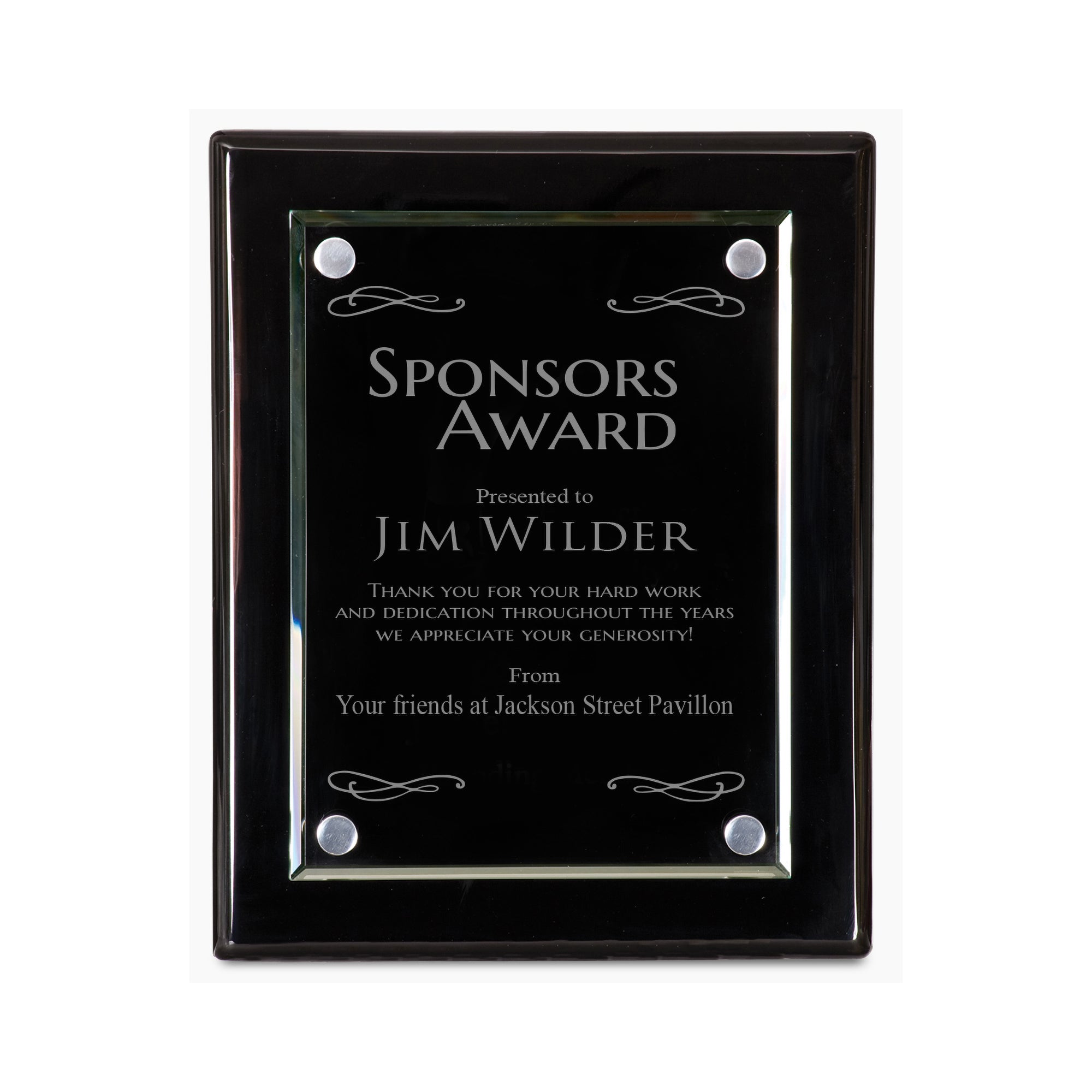 Black Piano Finish Floating Glass Plaque