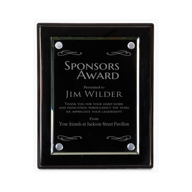 Black Piano Finish Floating Glass Plaque