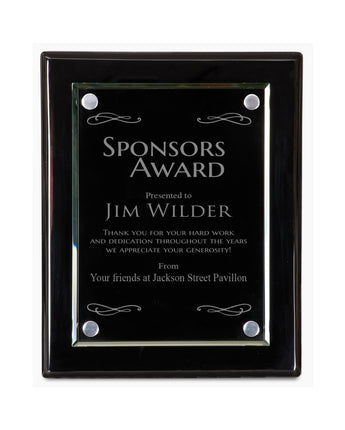 Black Piano Finish Floating Glass Plaque