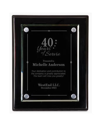Black Piano Finish Floating Glass Plaque
