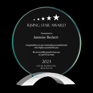 7 1/4" Round Cosmic Glass on Silver Base Award