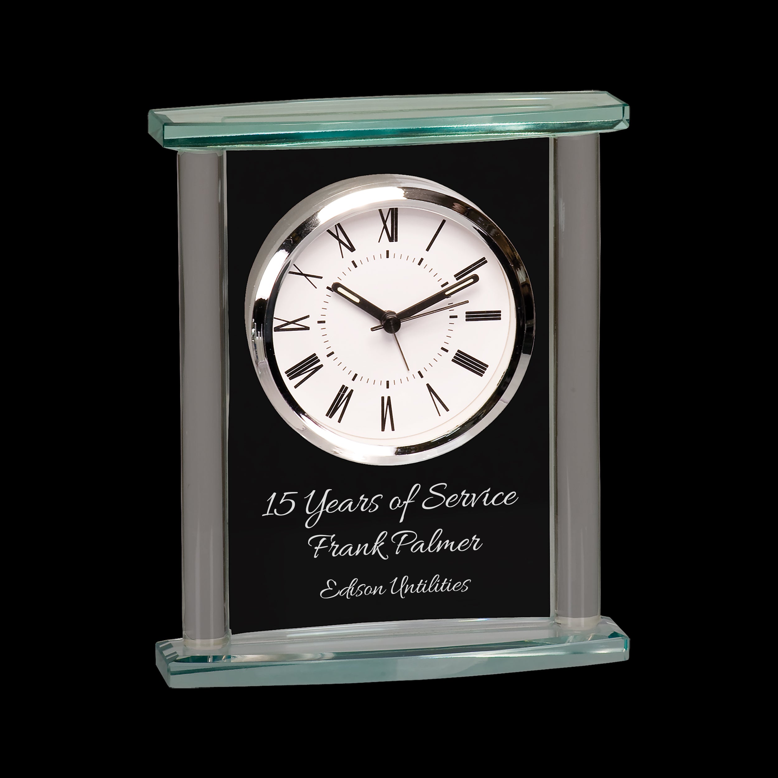 7" Square Glass Clock with Top