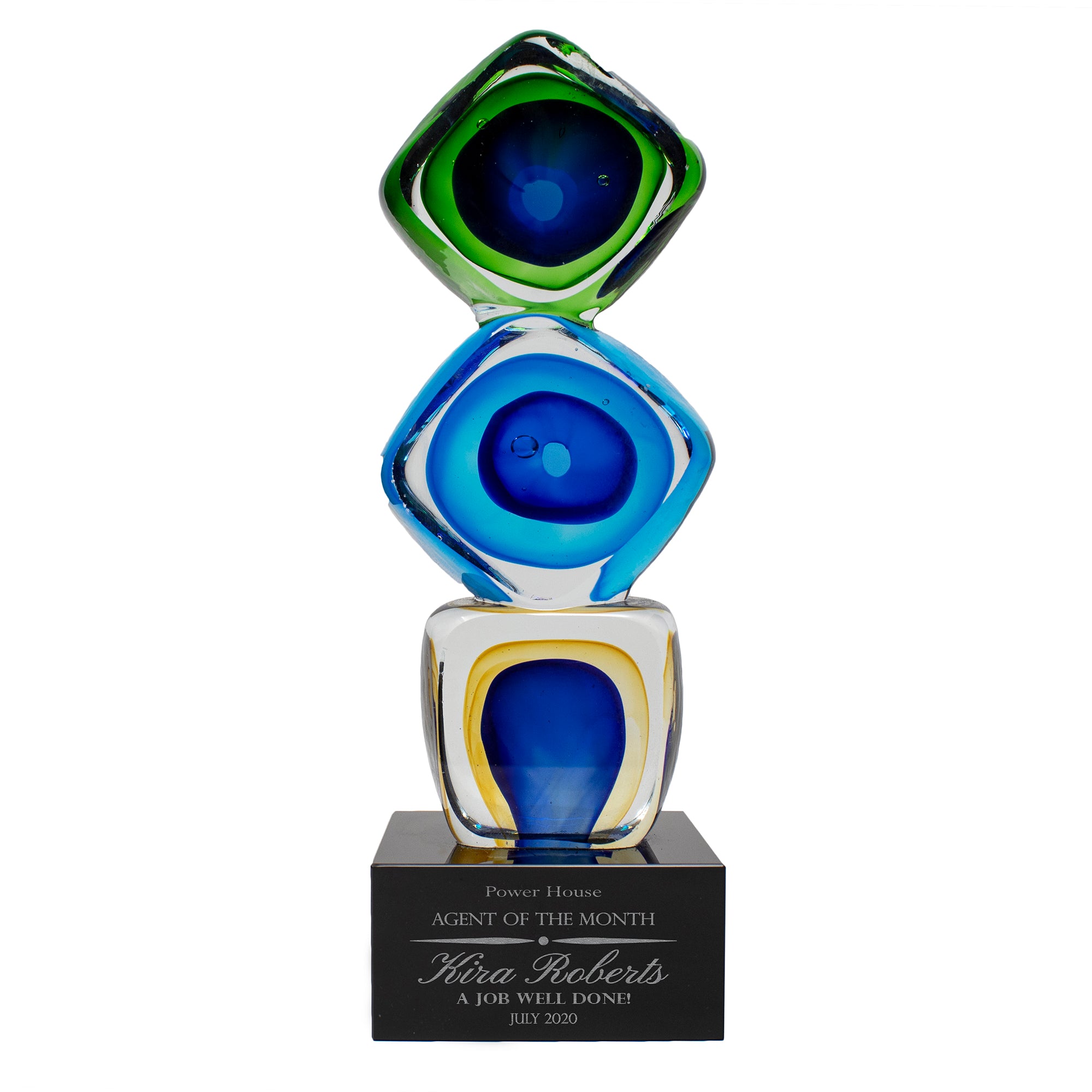 9 1/4" Stacked Blocks Art Glass Award