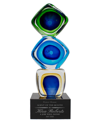 9 1/4" Stacked Blocks Art Glass Award