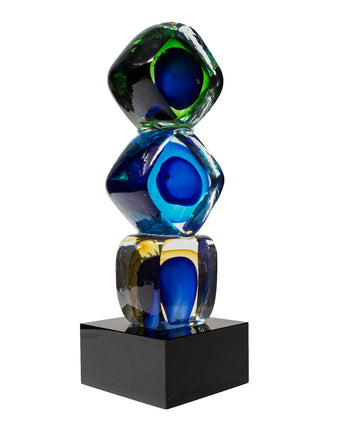 9 1/4" Stacked Blocks Art Glass Award